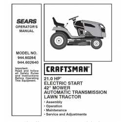 Manuel de pièces tracteur Craftsman 944.60264