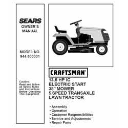 Craftsman Tractor Parts Manual 944.600031