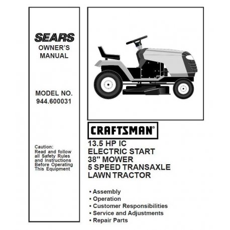 Craftsman Tractor Parts Manual 944.600031