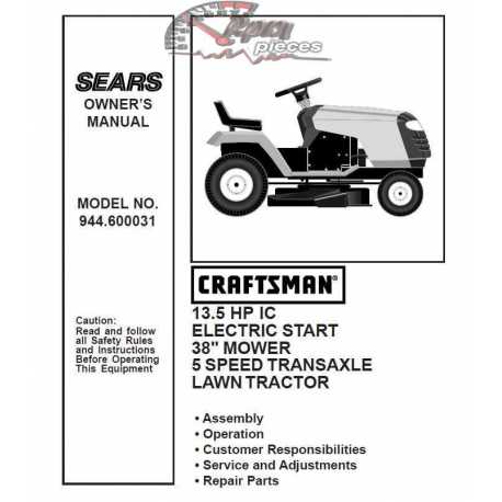 Manuel de pièces tracteur Craftsman 944.600031