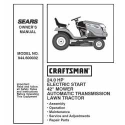 Manuel de pièces tracteur Craftsman 944.600032