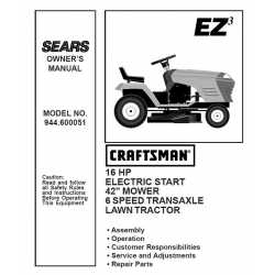 Manuel de pièces tracteur Craftsman 944.600051