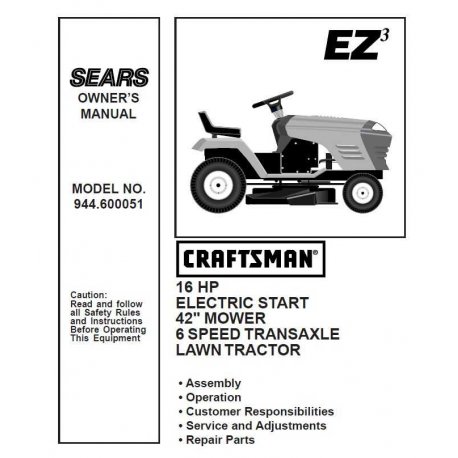 Craftsman Tractor Parts Manual 944.600051