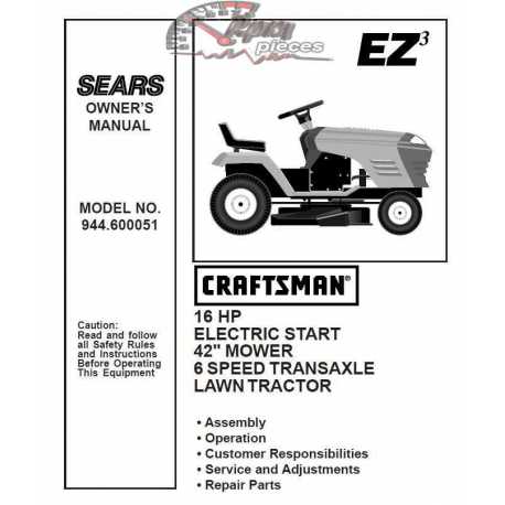 Manuel de pièces tracteur Craftsman 944.600051