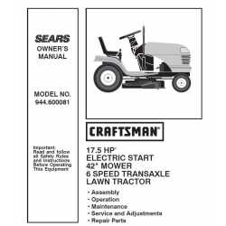 Manuel de pièces tracteur Craftsman 944.600081