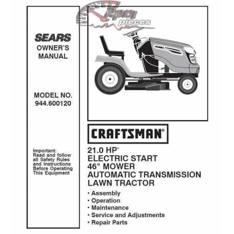 Manuel de pièces tracteur Craftsman 944.600120