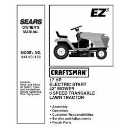 Manuel de pièces tracteur Craftsman 944.600170