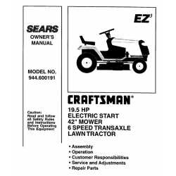 Craftsman Tractor Parts Manual 944.600191