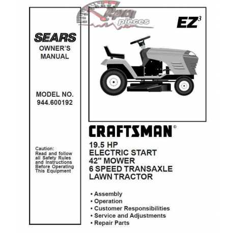 Manuel de pièces tracteur Craftsman 944.600192