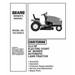 Manuel de pièces tracteur Craftsman 944.600810