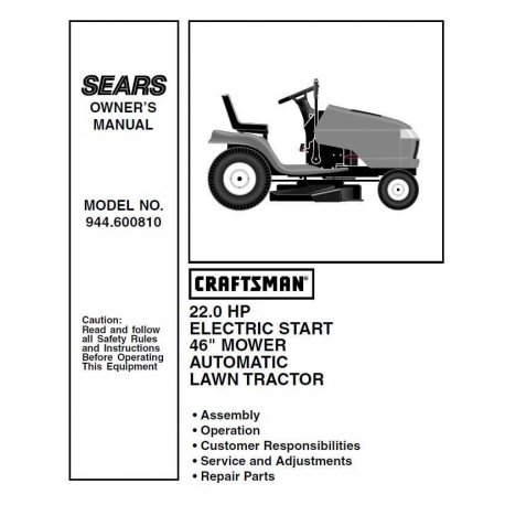 Craftsman Tractor Parts Manual 944.600810