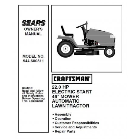 Manuel de pièces tracteur Craftsman 944.600811