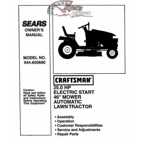 Craftsman Tractor Parts Manual 944.600880