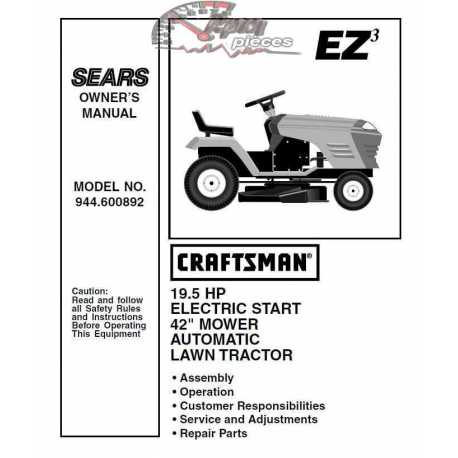 Craftsman Tractor Parts Manual 944.600892