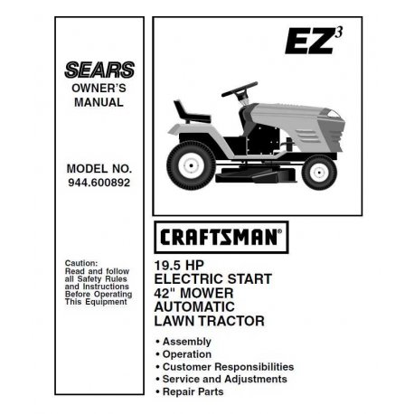 Manuel de pièces tracteur Craftsman 944.600892