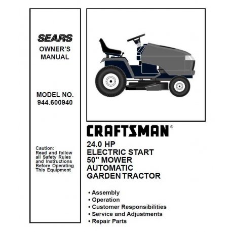 Craftsman Tractor Parts Manual 944.600940