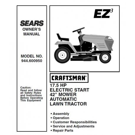 Craftsman Tractor Parts Manual 944.600950