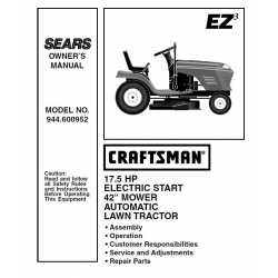 Manuel de pièces tracteur Craftsman 944.600952
