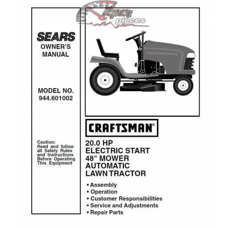 Craftsman Tractor Parts Manual 944.601002