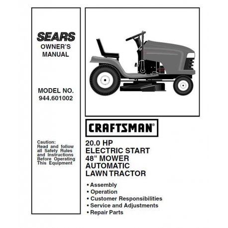 Craftsman Tractor Parts Manual 944.601002