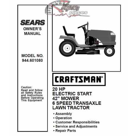 Manuel de pièces tracteur Craftsman 944.601080