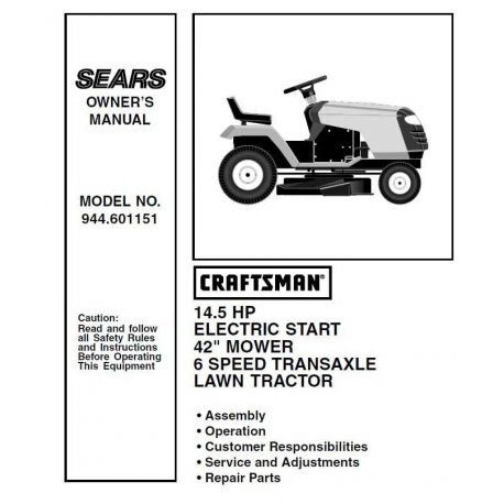 Craftsman Tractor Parts Manual 944.601151