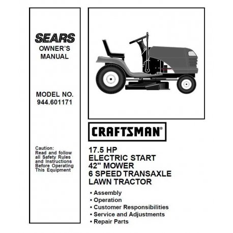 Craftsman Tractor Parts Manual 944.601171