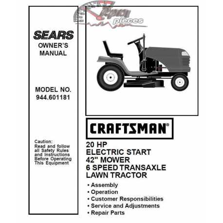 Manuel de pièces tracteur Craftsman 944.601181