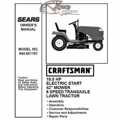 Manuel de pièces tracteur Craftsman 944.601191