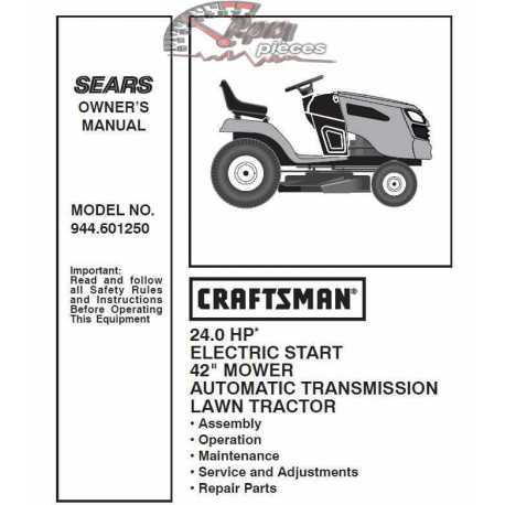 Manuel de pièces tracteur Craftsman 944.601250