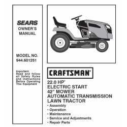 Craftsman Tractor Parts Manual 944.601251
