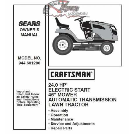 Manuel de pièces tracteur Craftsman 944.601280