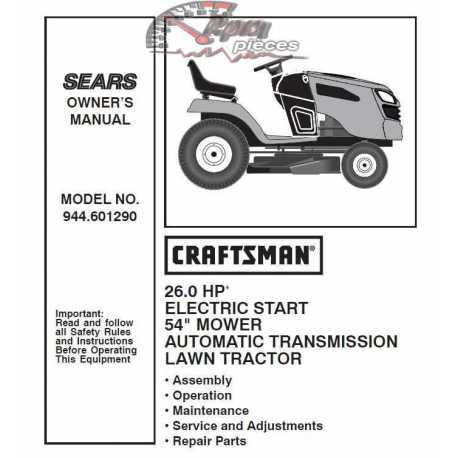 Manuel de pièces tracteur Craftsman 944.601290
