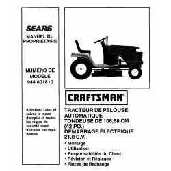 Manuel de pièces tracteur Craftsman 944.601380