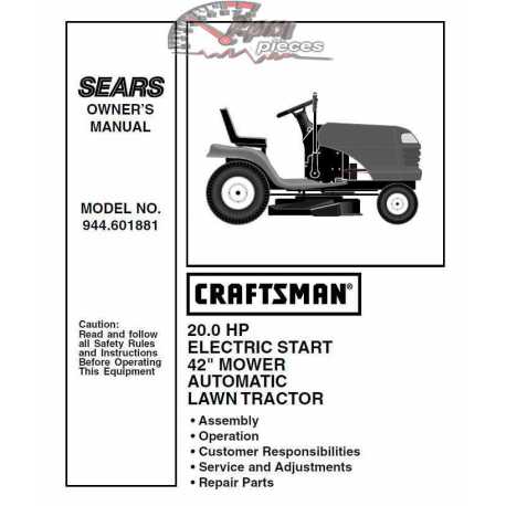 Manuel de pièces tracteur Craftsman 944.601881