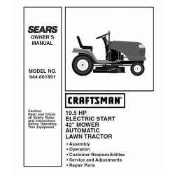 Manuel de pièces tracteur Craftsman 944.601891