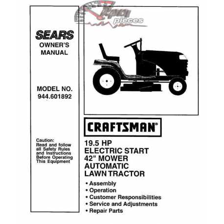 Manuel de pièces tracteur Craftsman 944.601892