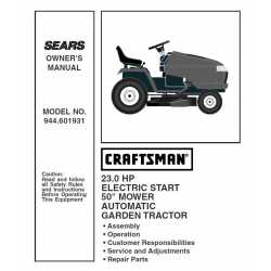 Manuel de pièces tracteur Craftsman 944.601931