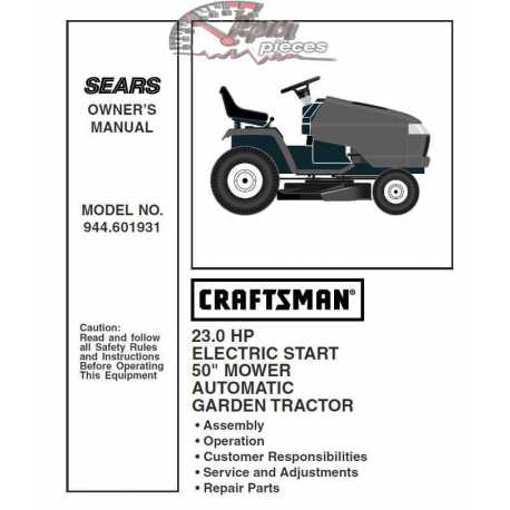Manuel de pièces tracteur Craftsman 944.601931