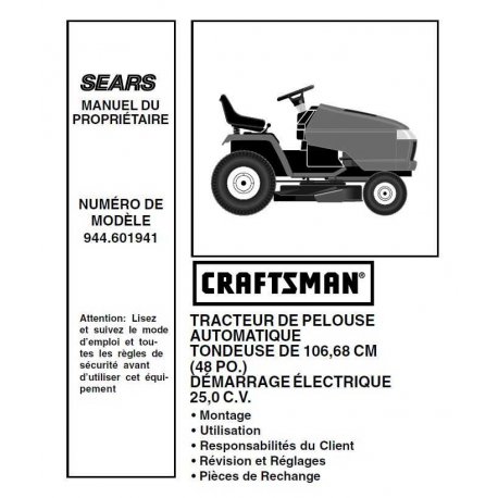 Craftsman Tractor Parts Manual 944.601941