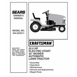 Manuel de pièces tracteur Craftsman 944.602011