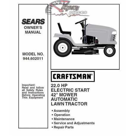 Manuel de pièces tracteur Craftsman 944.602011