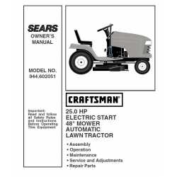 Craftsman Tractor Parts Manual 944.602051