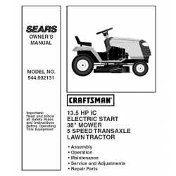 Craftsman Tractor Parts Manual 944.602131