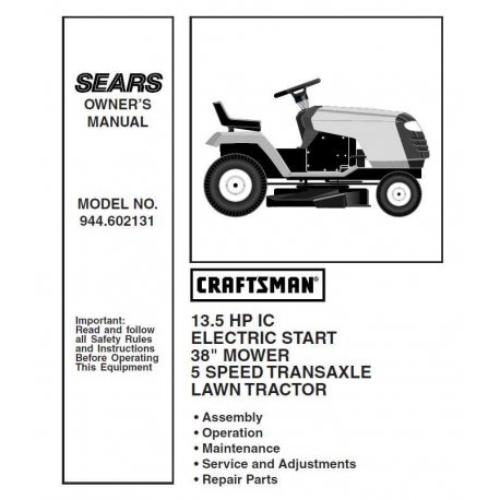 Craftsman Tractor Parts Manual 944.602131