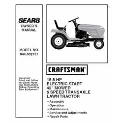 Manuel de pièces tracteur Craftsman 944.602151