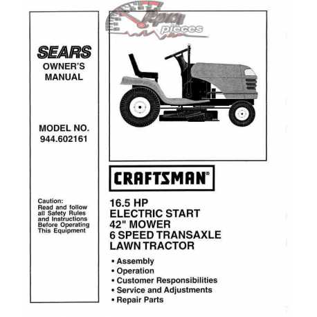 Manuel de pièces tracteur Craftsman 944.602161