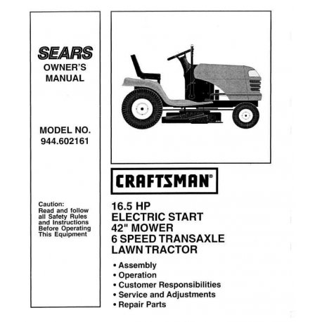 Manuel de pièces tracteur Craftsman 944.602161