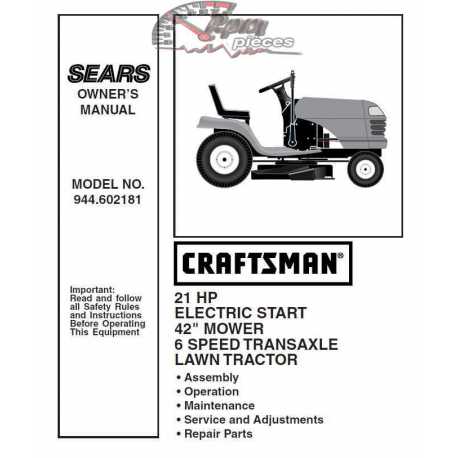 Manuel de pièces tracteur Craftsman 944.602181