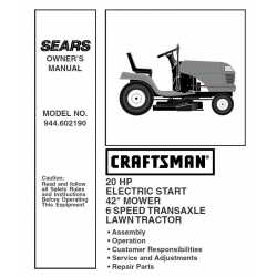 Manuel de pièces tracteur Craftsman 944.602190